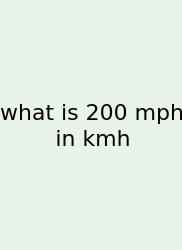 What Is 200 Mph In Kmh